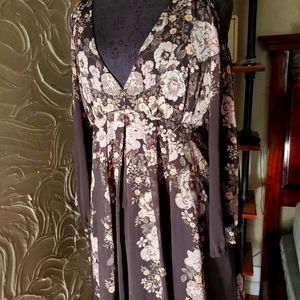 Free people floral long sleeve mini dress